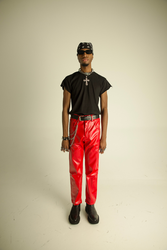 ROUGE FAUX LEATHER BOTTOMS